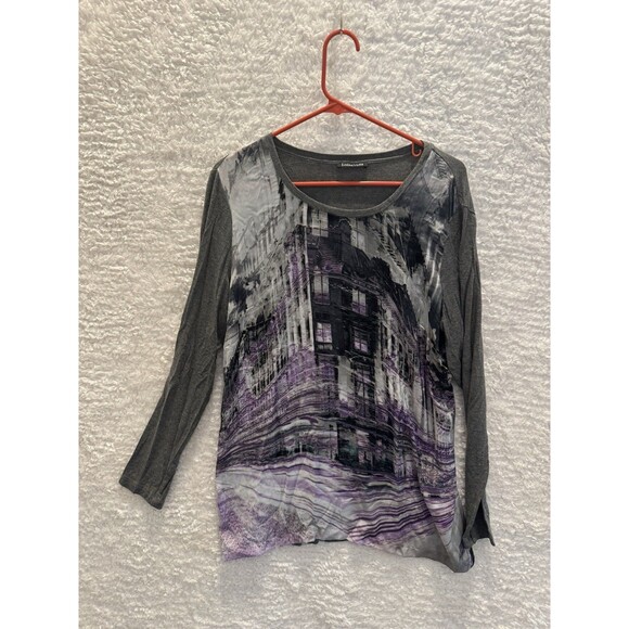 Luisa Viola Italian Brand Tunic Shirt Blouse Purple Grey Cityscape 12 - Picture 1 of 5